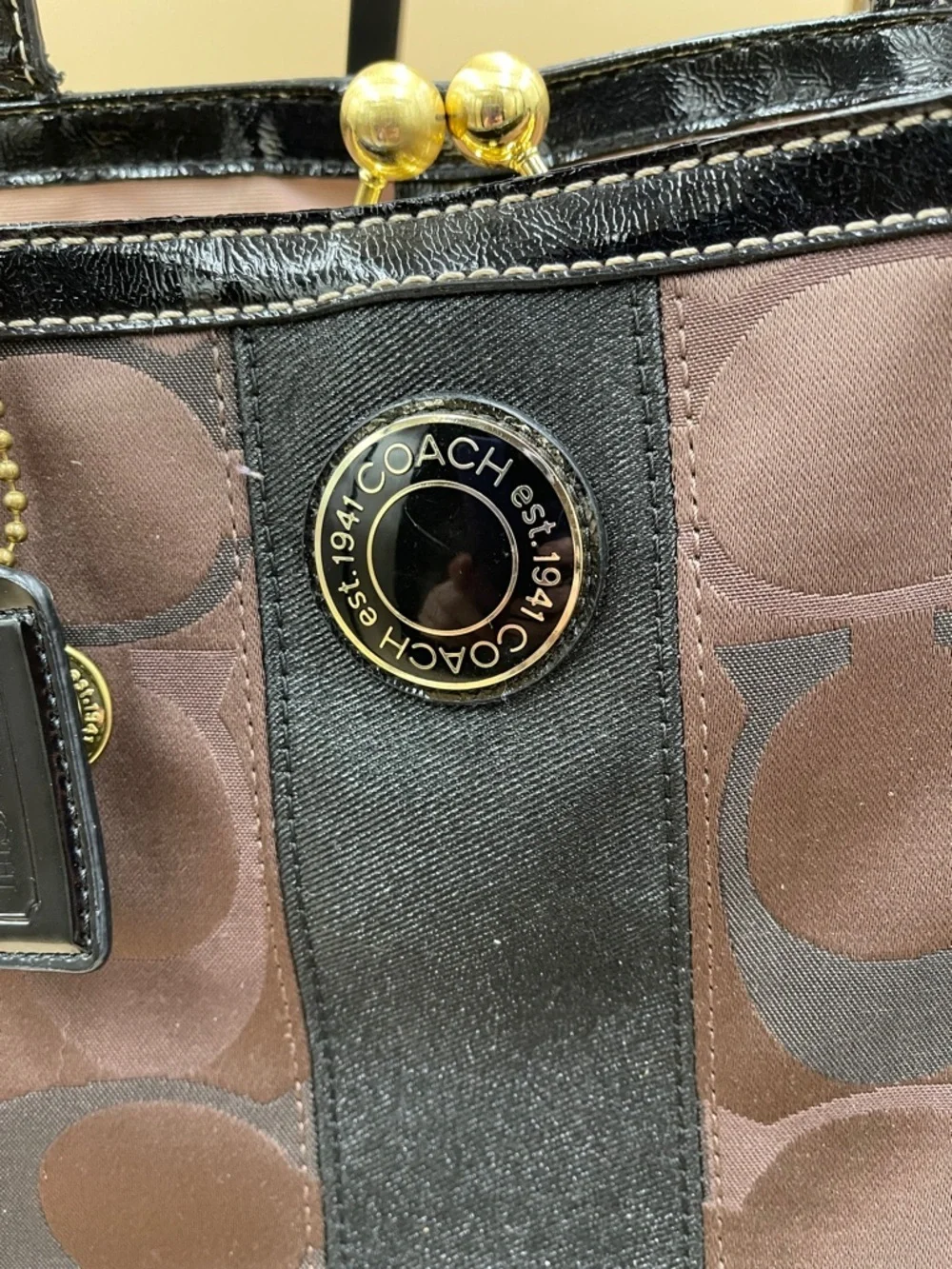 Coach Canvas Jacquard Tote with Kisslock Hottest Trend this year oh so good